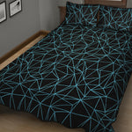 Black And Blue Geometric Mosaic Print Quilt Bed Set
