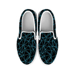 Black And Blue Geometric Mosaic Print White Slip On Shoes