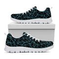 Black And Blue Geometric Mosaic Print White Running Shoes