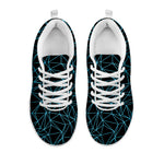 Black And Blue Geometric Mosaic Print White Sneakers