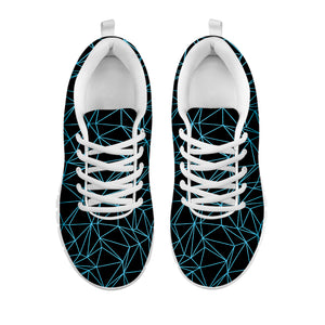 Black And Blue Geometric Mosaic Print White Sneakers