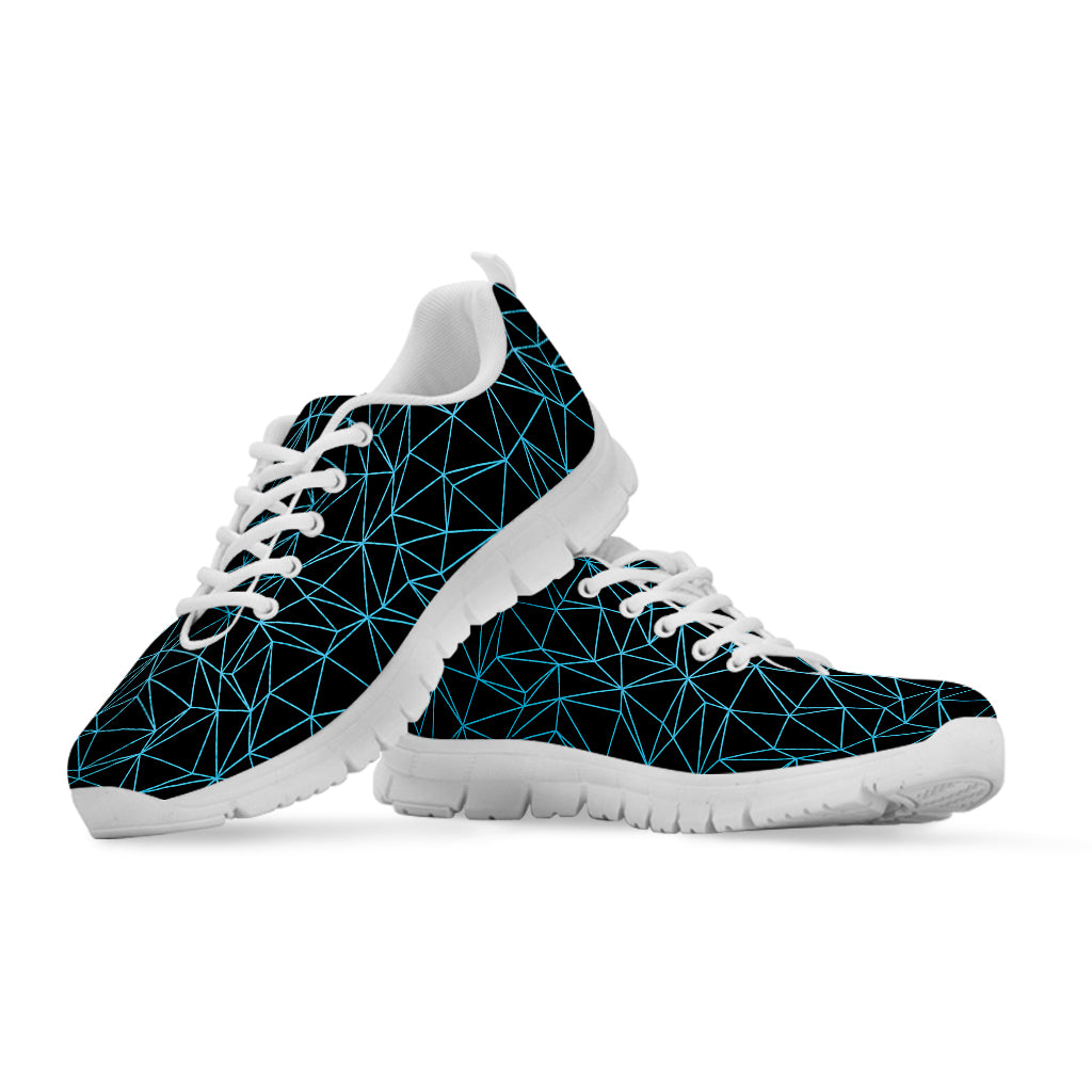 Black And Blue Geometric Mosaic Print White Sneakers