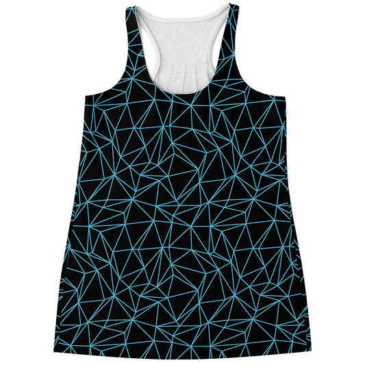 Black And Blue Geometric Mosaic Print Women's Racerback Tank Top