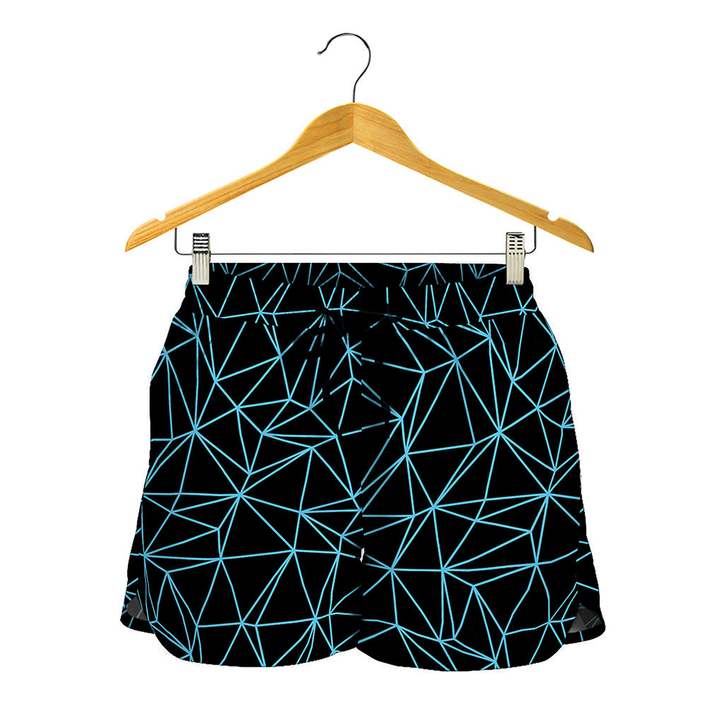 Black And Blue Geometric Mosaic Print Women's Shorts