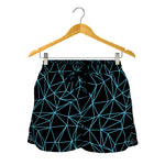 Black And Blue Geometric Mosaic Print Women's Shorts