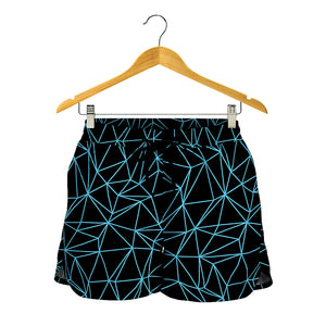 Black And Blue Geometric Mosaic Print Women's Shorts