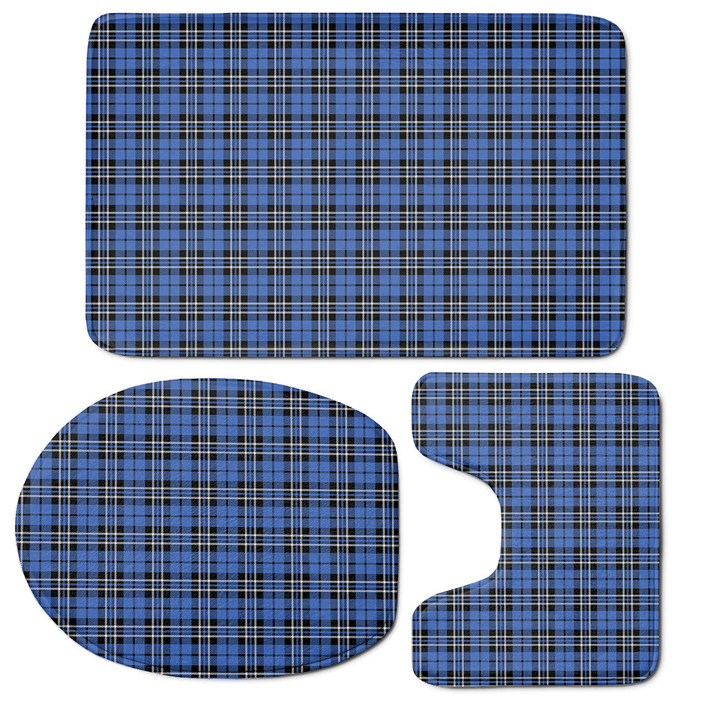 Black And Blue Tartan Pattern Print 3 Piece Bath Mat Set