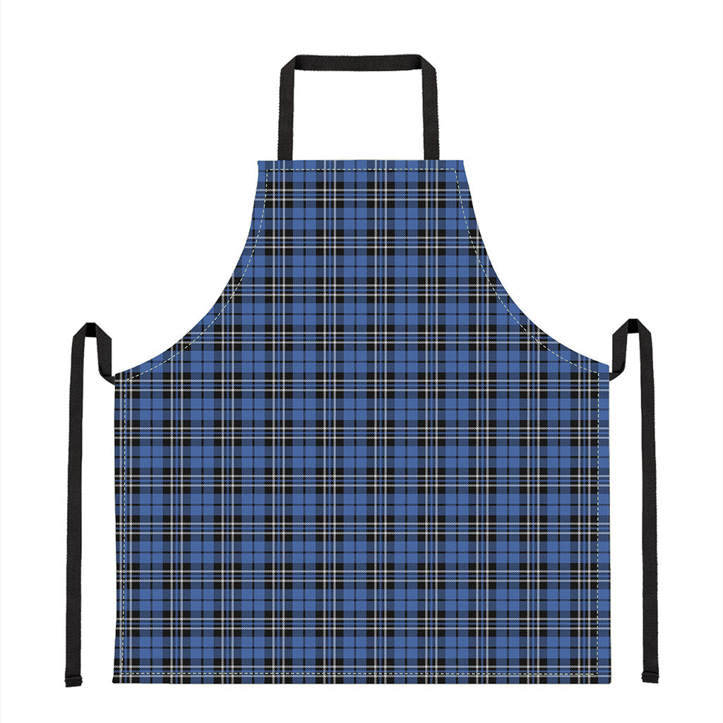 Black And Blue Tartan Pattern Print Apron