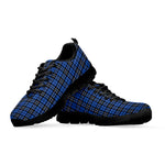 Black And Blue Tartan Pattern Print Black Sneakers