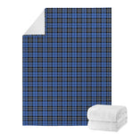Black And Blue Tartan Pattern Print Blanket