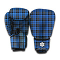 Black And Blue Tartan Pattern Print Boxing Gloves