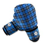 Black And Blue Tartan Pattern Print Boxing Gloves