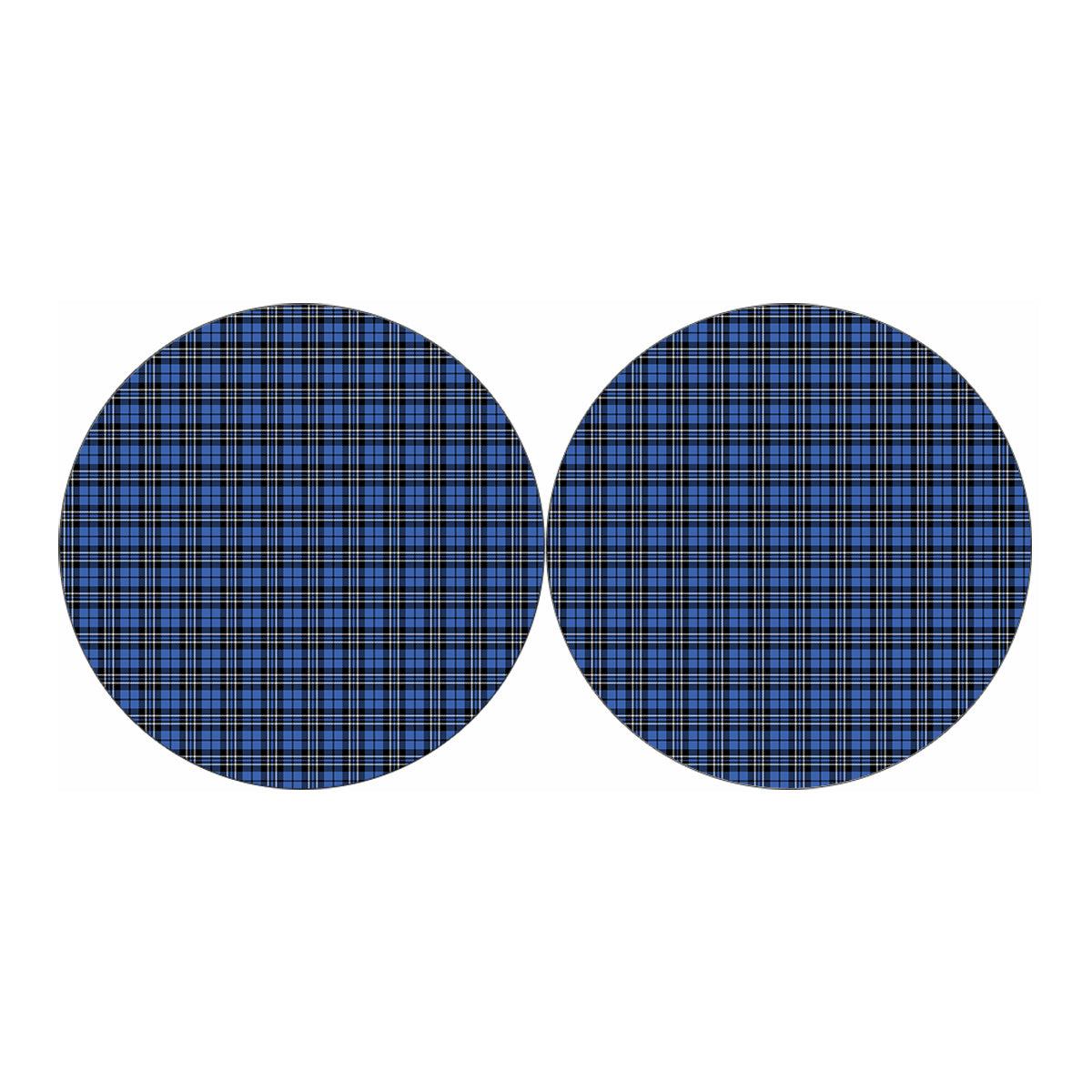 Black And Blue Tartan Pattern Print Car Coasters