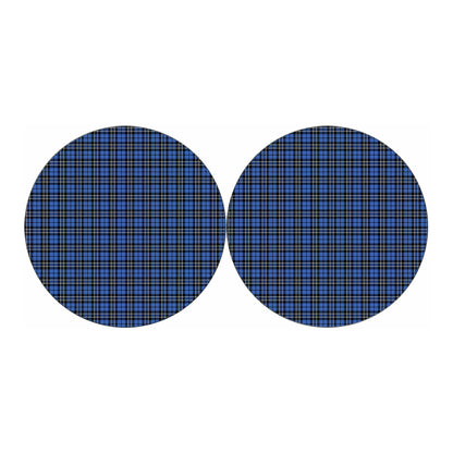 Black And Blue Tartan Pattern Print Car Coasters