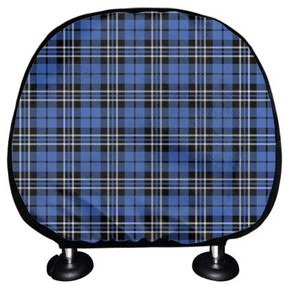 Black And Blue Tartan Pattern Print Car Headrest Covers