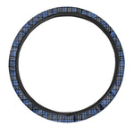 Black And Blue Tartan Pattern Print Car Steering Wheel Cover