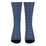 Black And Blue Tartan Pattern Print Crew Socks