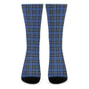 Black And Blue Tartan Pattern Print Crew Socks