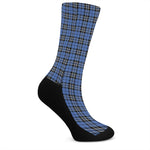 Black And Blue Tartan Pattern Print Crew Socks