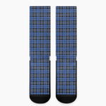 Black And Blue Tartan Pattern Print Crew Socks