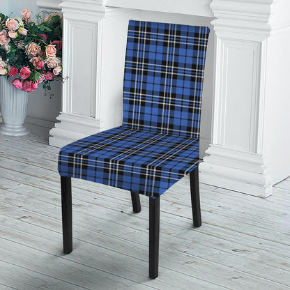 Black And Blue Tartan Pattern Print Dining Chair Slipcover