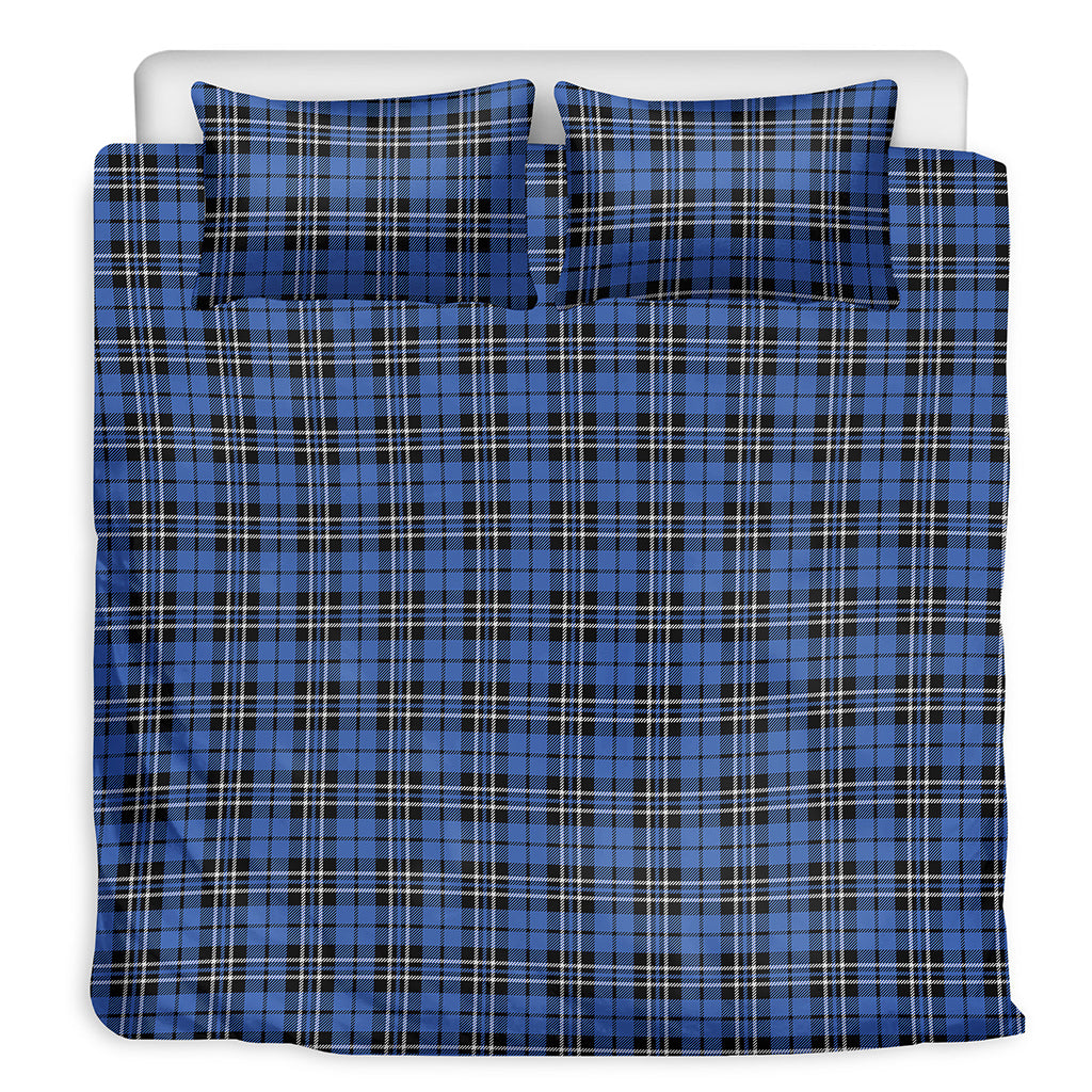 Black And Blue Tartan Pattern Print Duvet Cover Bedding Set
