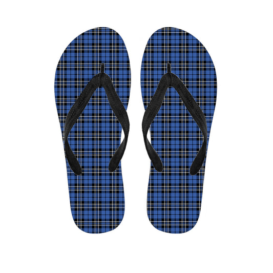 Black And Blue Tartan Pattern Print Flip Flops