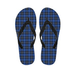 Black And Blue Tartan Pattern Print Flip Flops