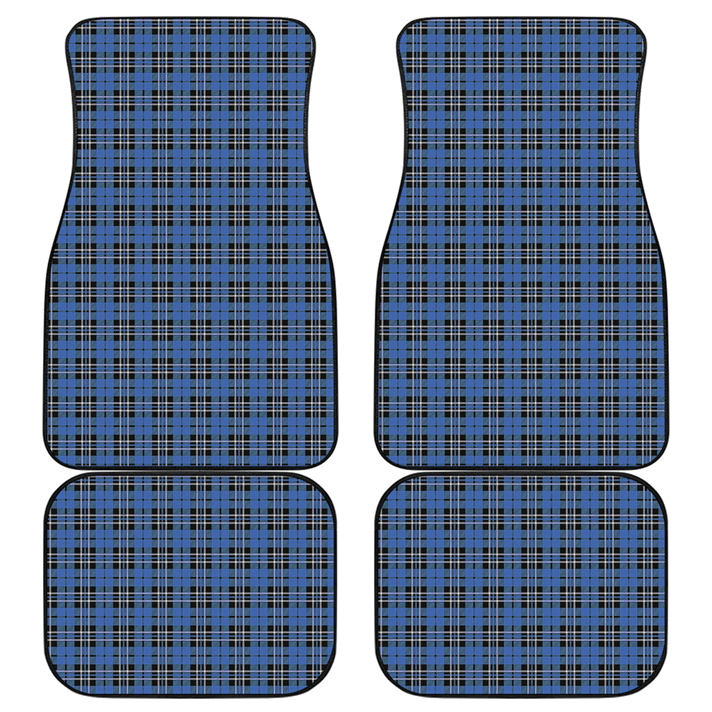 Black And Blue Tartan Pattern Print Front and Back Car Floor Mats