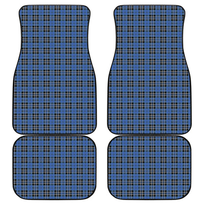 Black And Blue Tartan Pattern Print Front and Back Car Floor Mats