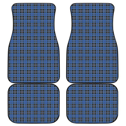 Black And Blue Tartan Pattern Print Front and Back Car Floor Mats
