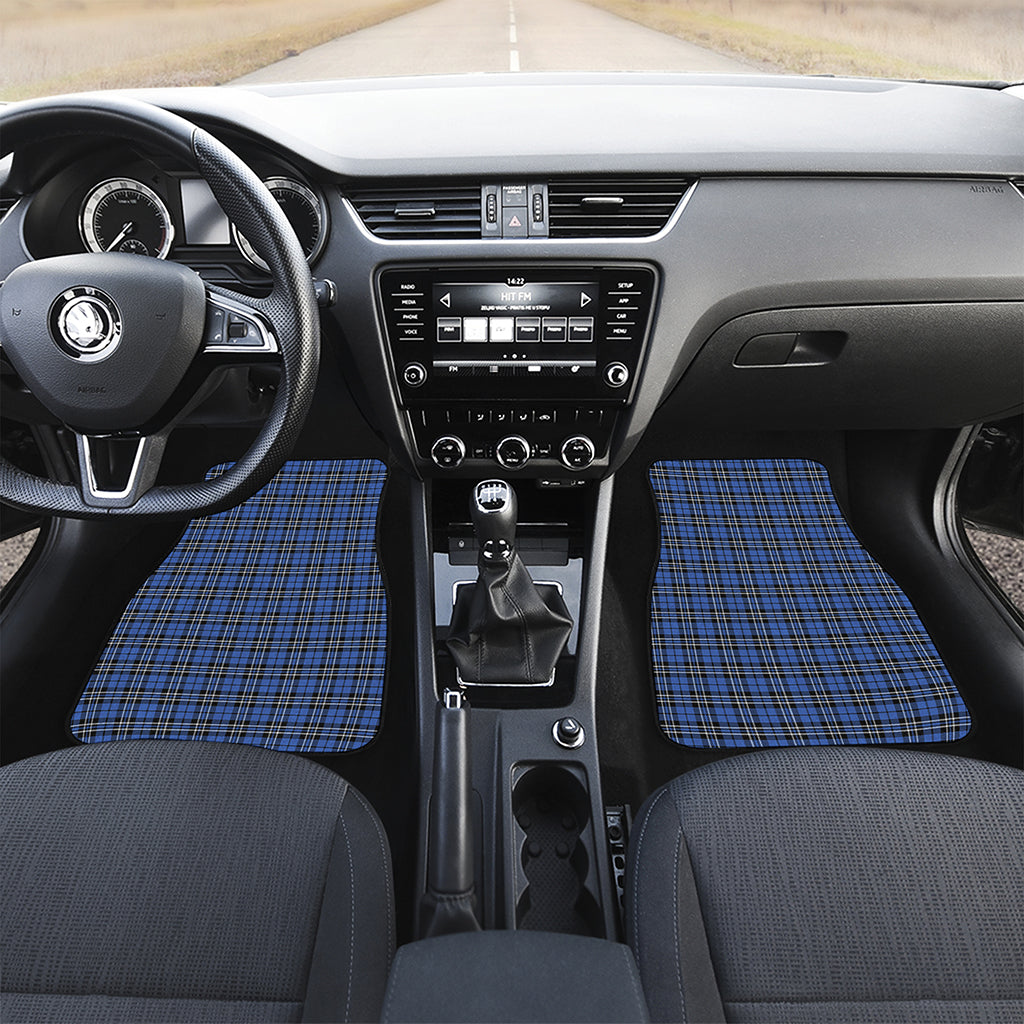 Black And Blue Tartan Pattern Print Front and Back Car Floor Mats