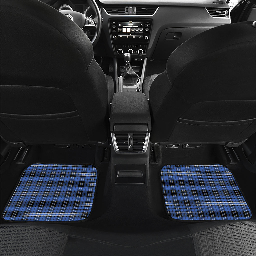 Black And Blue Tartan Pattern Print Front and Back Car Floor Mats