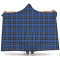 Black And Blue Tartan Pattern Print Hooded Blanket