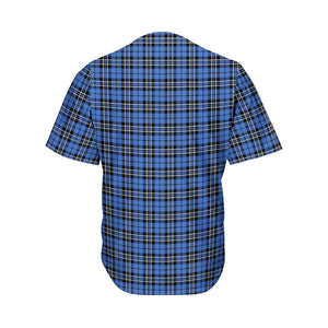 Black And Blue Tartan Pattern Print Men's Baseball Jersey