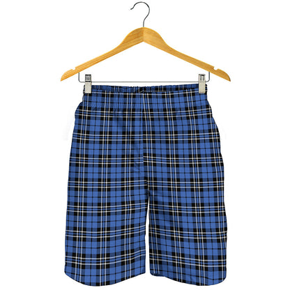 Black And Blue Tartan Pattern Print Men's Shorts
