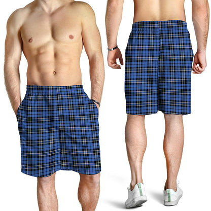 Black And Blue Tartan Pattern Print Men's Shorts