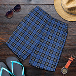 Black And Blue Tartan Pattern Print Men's Shorts