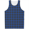 Black And Blue Tartan Pattern Print Men's Tank Top