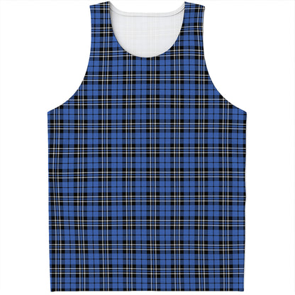 Black And Blue Tartan Pattern Print Men's Tank Top