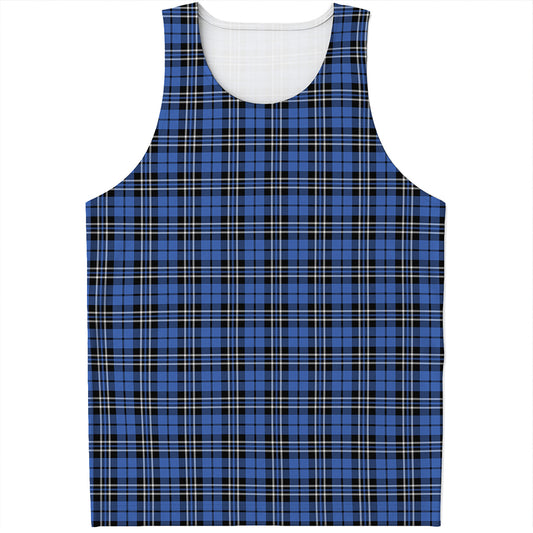 Black And Blue Tartan Pattern Print Men's Tank Top