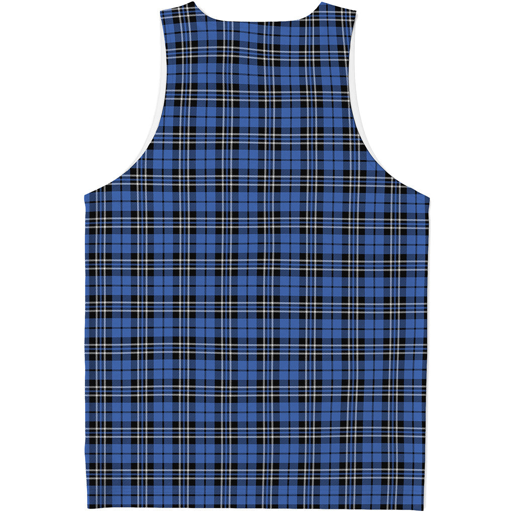 Black And Blue Tartan Pattern Print Men's Tank Top
