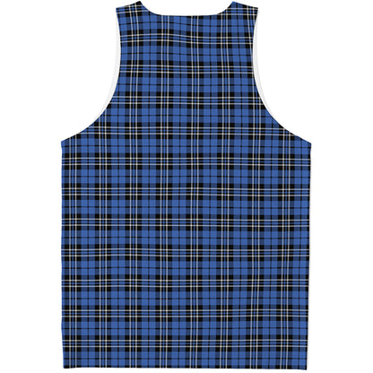 Black And Blue Tartan Pattern Print Men's Tank Top