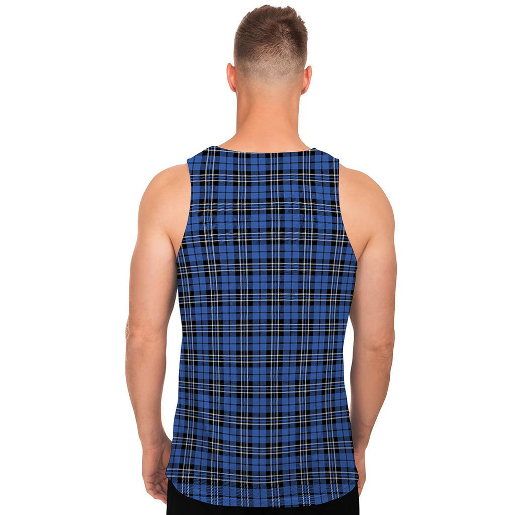 Black And Blue Tartan Pattern Print Men's Tank Top