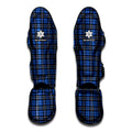 Black And Blue Tartan Pattern Print Muay Thai Shin Guards
