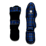 Black And Blue Tartan Pattern Print Muay Thai Shin Guard