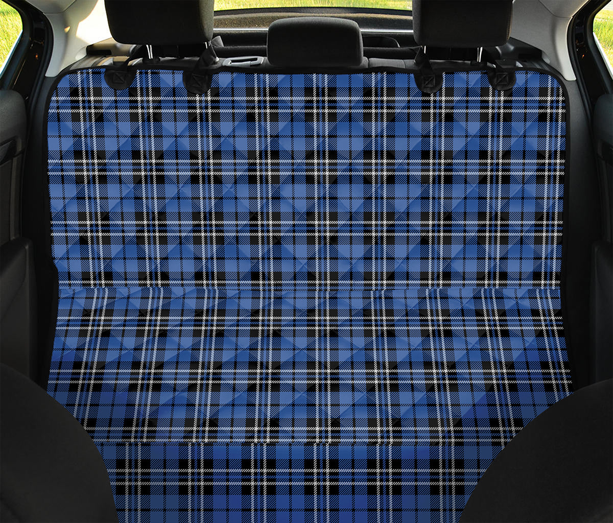 Black And Blue Tartan Pattern Print Pet Car Back Seat Cover