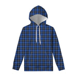 Black And Blue Tartan Pattern Print Pullover Hoodie