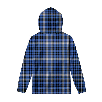 Black And Blue Tartan Pattern Print Pullover Hoodie