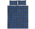 Black And Blue Tartan Pattern Print Quilt Bed Set